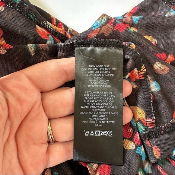 Free People Dress Womens XS Black Grunge Floral Ruched Midi - Picture 8 of 11